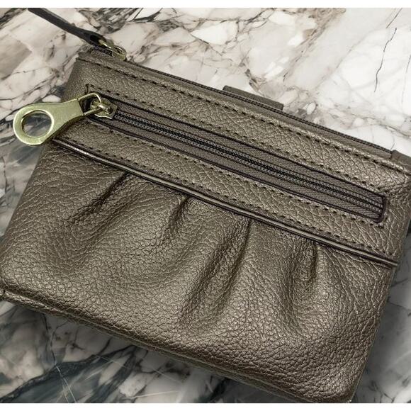 Vintage Y2K RELIC Bronze Vegan Pebble Leather Snap Clutch Wallet Petite Metallic - Picture 8 of 9